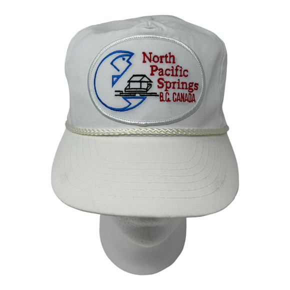 Vintage North Pacific Springs b.c. Canada No Problem Rope Cap Hat Snapback White - Picture 1 of 13